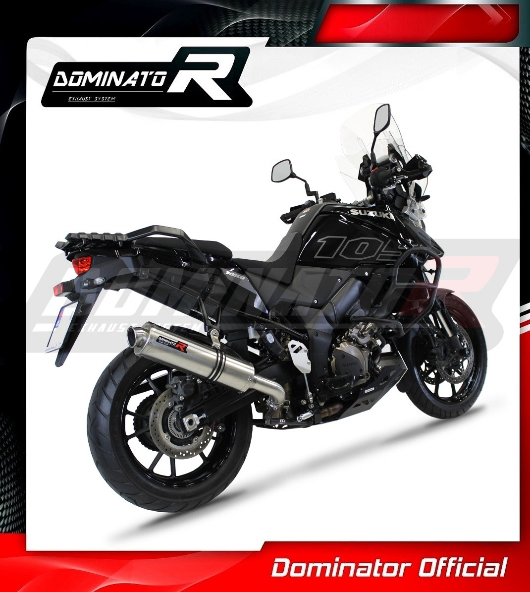 Terminale Di Scarico Dominator Omologato Per Suzuki DL1050 V-Strom / XT (2020-2024) - Silenziatore In Acciaio Inox Satinato, DB Killer Fisso