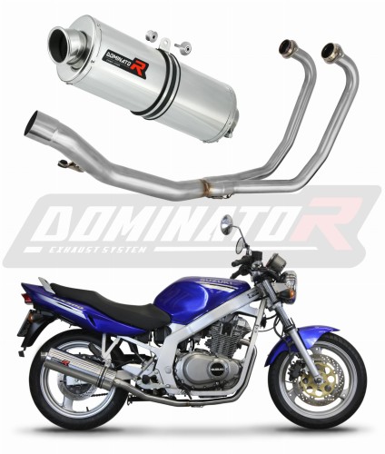 impianto di scarico completo con silenziatore DOMINATOR Full System ovale adatto alla moto Suzuki GS 500E 1989 - 2009 7