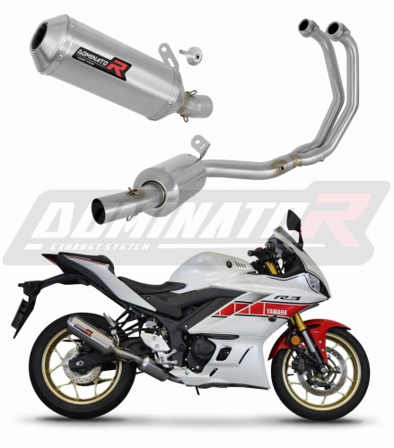 Yamaha YZF-R3 2022 Exhaust Muffler Manifold Collector Auspuff Sportauspuff Silencer Echappement Silencieux Scarico Marmitta Scarichi Escape Wydech Tłumik Kolektor OV DOMINATOR Full Exhaust System EX x
