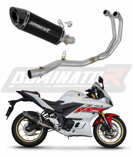 Yamaha YZF-R3 2022 Exhaust Muffler Manifold Collector Auspuff Sportauspuff Silencer Echappement Silencieux Scarico Marmitta Scarichi Escape Wydech Tłumik Kolektor HP8 BLACK DOMINATOR Full Exhaust System x
