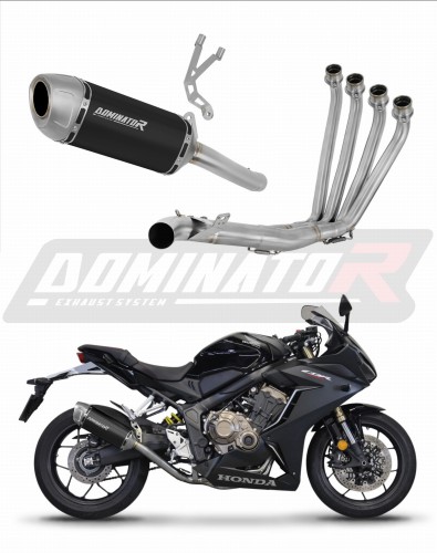 impianto di scarico completo con silenziatore DOMINATOR Full System S6 nero adatto alla moto Honda CBR 650 R 2019 - 2023