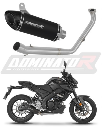 impianto di scarico completo con silenziatore DOMINATOR Full System HP8 nero adatto alla moto Yamaha MT 125 2021 - 2024