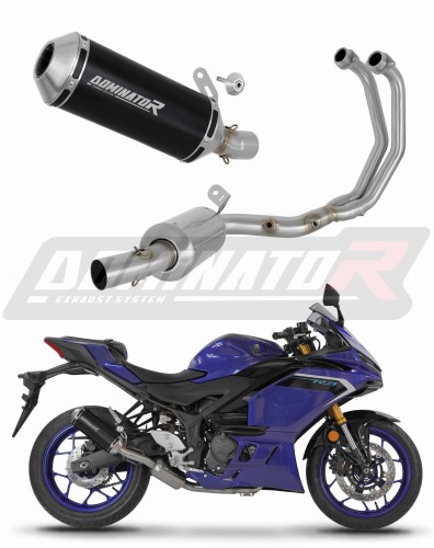 impianto di scarico completo con silenziatore DOMINATOR Full System OV G2 nero adatto alla moto Yamaha YZF-R3 2025 - 2026