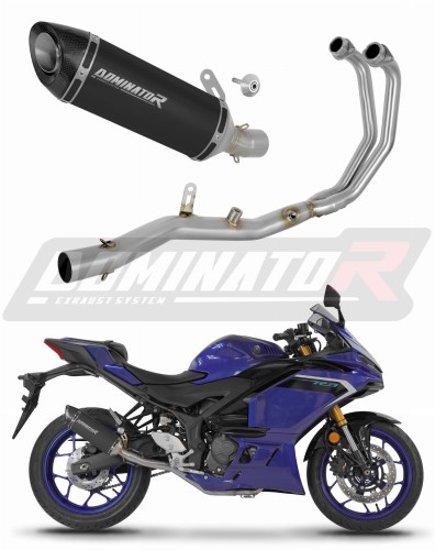 impianto di scarico completo con silenziatore DOMINATOR Full System HP8 nero adatto alla moto Yamaha YZF-R3 2025 - 2026