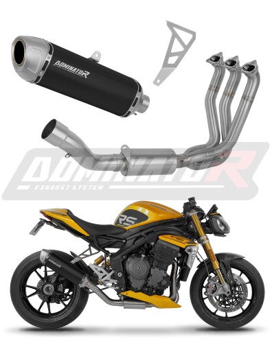 impianto di scarico completo con silenziatore DOMINATOR Full System S6 nero adatto alla moto Triumph Speed Triple 1200 RS / RR 2021 - 2024